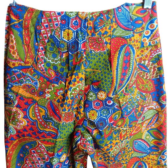 1OF1 25x25 Vintage 1970s Boho Floral Paisley Wide Leg Pants Side Zipper Handmade - Picture 4 of 6